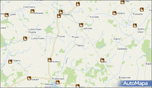 mapa Tabory, Tabory na mapie Targeo