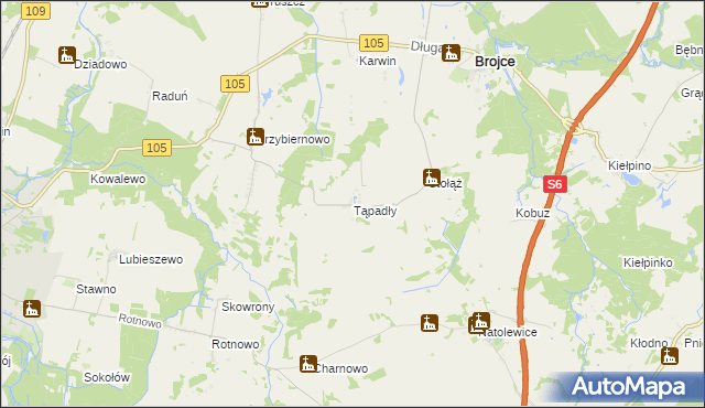 mapa Tąpadły, Tąpadły na mapie Targeo