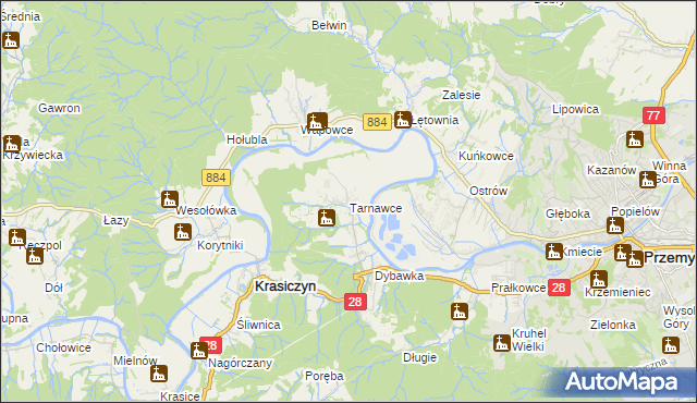 mapa Tarnawce, Tarnawce na mapie Targeo