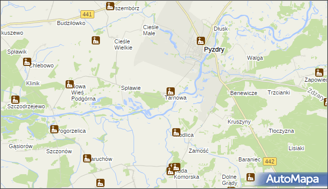 mapa Tarnowa gmina Pyzdry, Tarnowa gmina Pyzdry na mapie Targeo