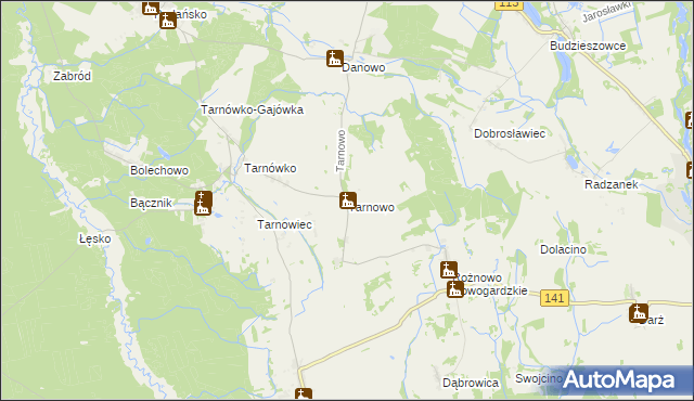 mapa Tarnowo gmina Maszewo, Tarnowo gmina Maszewo na mapie Targeo