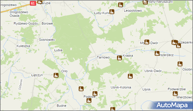 mapa Tarnowo gmina Miastkowo, Tarnowo gmina Miastkowo na mapie Targeo