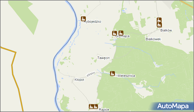 mapa Tawęcin, Tawęcin na mapie Targeo