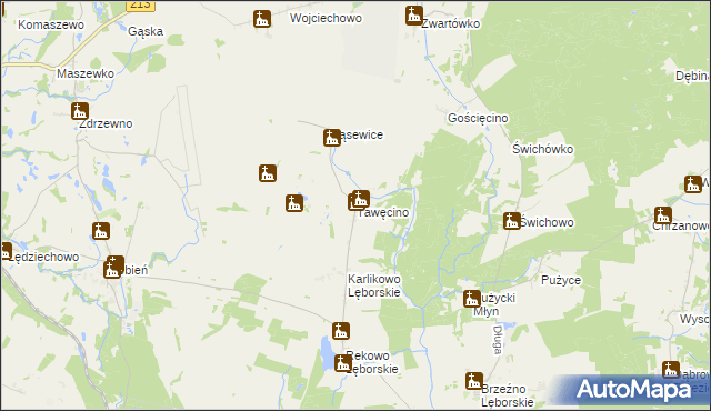 mapa Tawęcino, Tawęcino na mapie Targeo