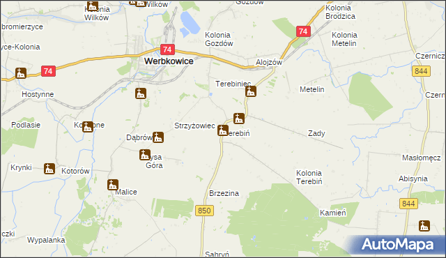mapa Terebiń, Terebiń na mapie Targeo
