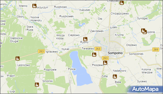 mapa Teresewo, Teresewo na mapie Targeo