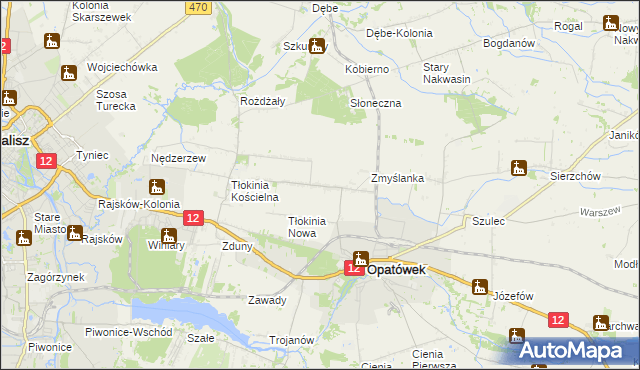 mapa Tłokinia Wielka, Tłokinia Wielka na mapie Targeo