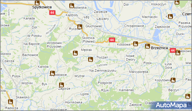 mapa Tłuczań, Tłuczań na mapie Targeo