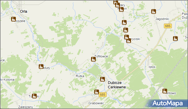 mapa Tofiłowce, Tofiłowce na mapie Targeo