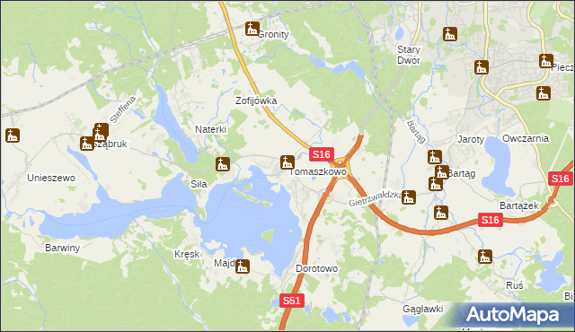 mapa Tomaszkowo, Tomaszkowo na mapie Targeo