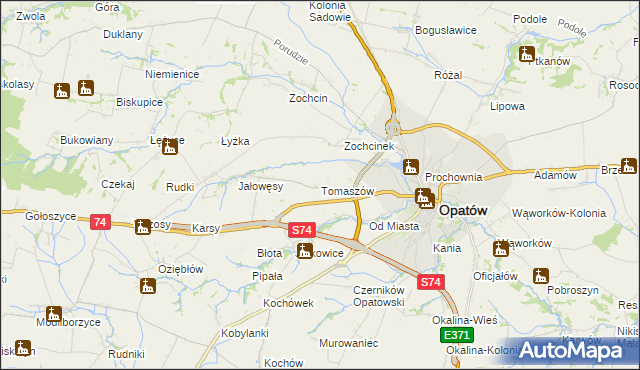 mapa Tomaszów gmina Opatów, Tomaszów gmina Opatów na mapie Targeo