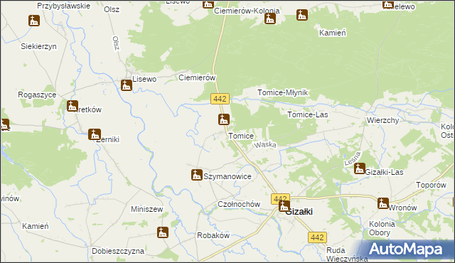 mapa Tomice gmina Gizałki, Tomice gmina Gizałki na mapie Targeo