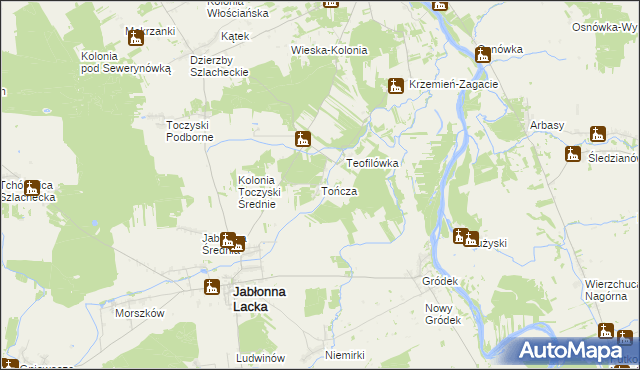 mapa Tończa gmina Jabłonna Lacka, Tończa gmina Jabłonna Lacka na mapie Targeo