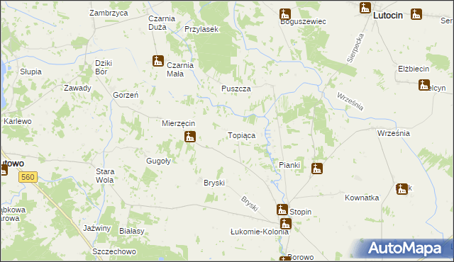 mapa Topiąca, Topiąca na mapie Targeo