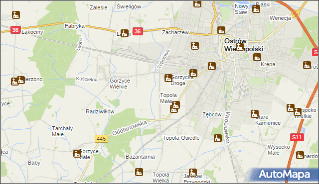 mapa Topola Mała, Topola Mała na mapie Targeo