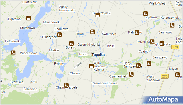 mapa Topólka powiat radziejowski, Topólka powiat radziejowski na mapie Targeo