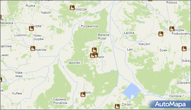 mapa Topór gmina Mrozy, Topór gmina Mrozy na mapie Targeo