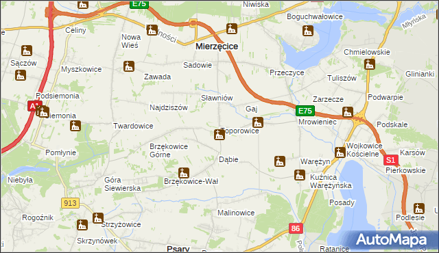 mapa Toporowice, Toporowice na mapie Targeo