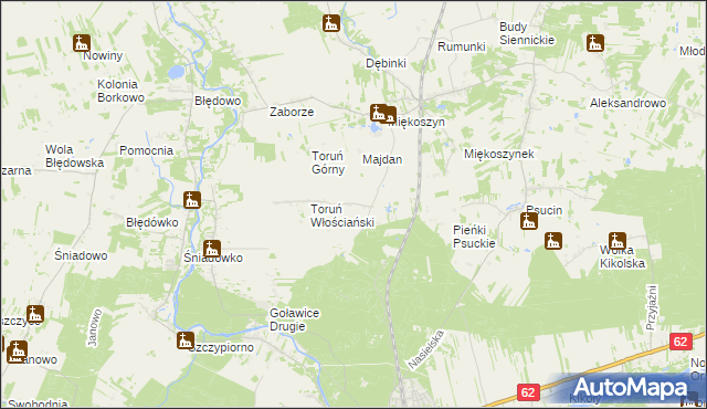 mapa Toruń Dworski, Toruń Dworski na mapie Targeo