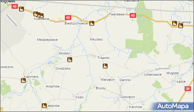 mapa Trawniki gmina Pawłowiczki, Trawniki gmina Pawłowiczki na mapie Targeo