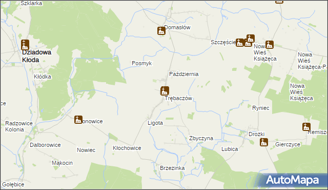 mapa Trębaczów gmina Perzów, Trębaczów gmina Perzów na mapie Targeo
