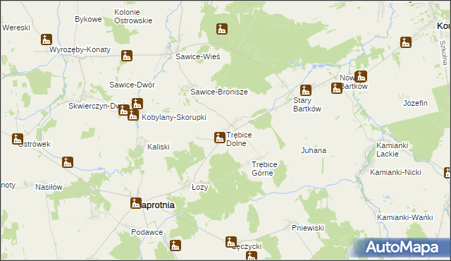 mapa Trębice Dolne, Trębice Dolne na mapie Targeo