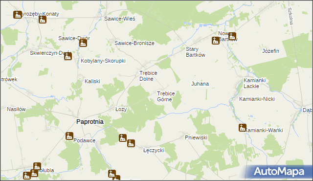 mapa Trębice Górne, Trębice Górne na mapie Targeo