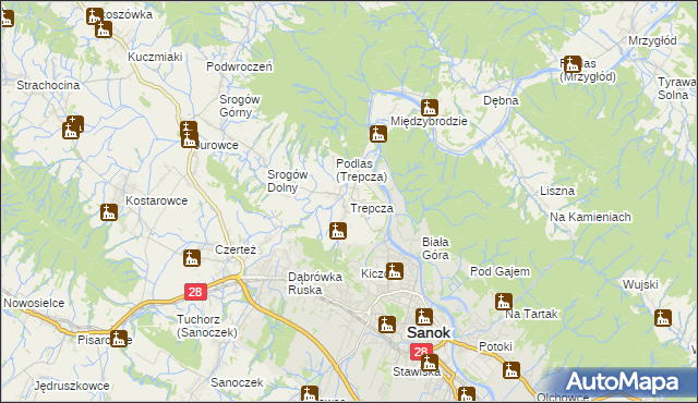 mapa Trepcza, Trepcza na mapie Targeo