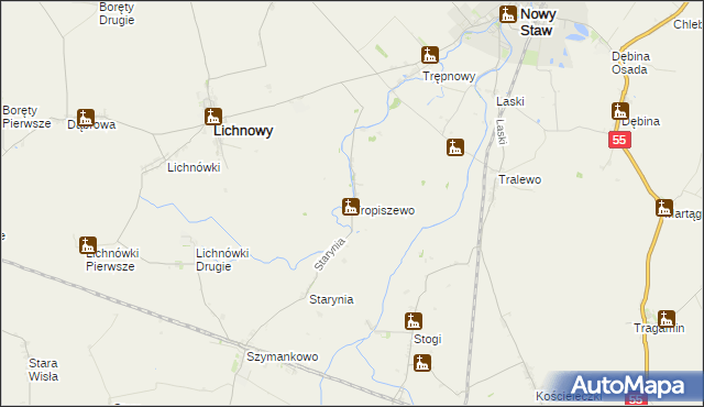 mapa Tropiszewo, Tropiszewo na mapie Targeo