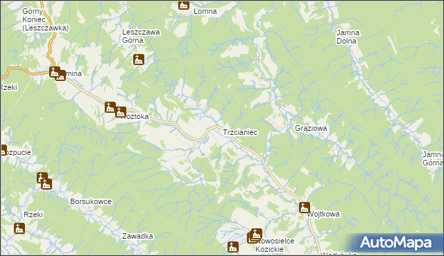 mapa Trzcianiec, Trzcianiec na mapie Targeo