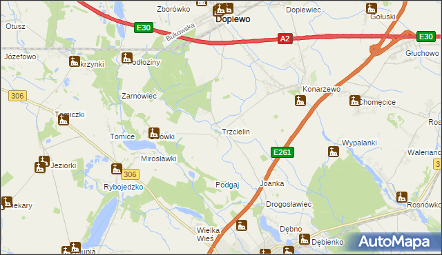 mapa Trzcielin, Trzcielin na mapie Targeo