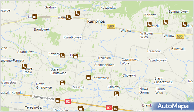 mapa Trzciniec gmina Leszno, Trzciniec gmina Leszno na mapie Targeo