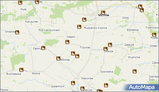 mapa Trzciniec gmina Michów, Trzciniec gmina Michów na mapie Targeo