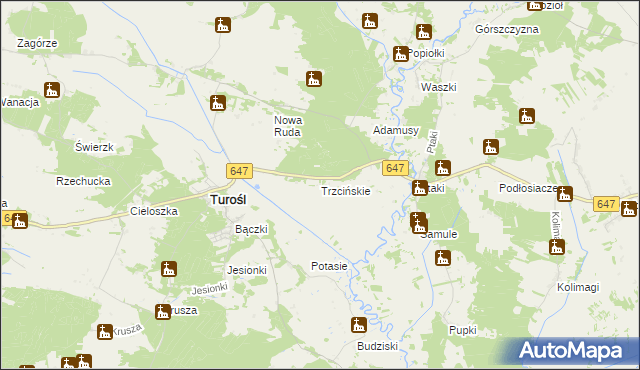 mapa Trzcińskie, Trzcińskie na mapie Targeo