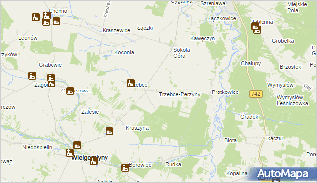 mapa Trzebce-Perzyny, Trzebce-Perzyny na mapie Targeo