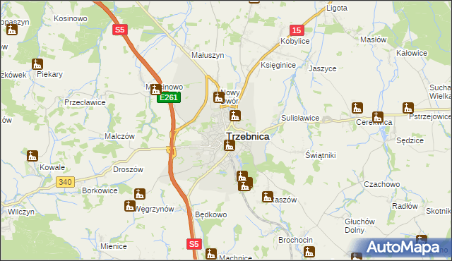mapa Trzebnica, Trzebnica na mapie Targeo