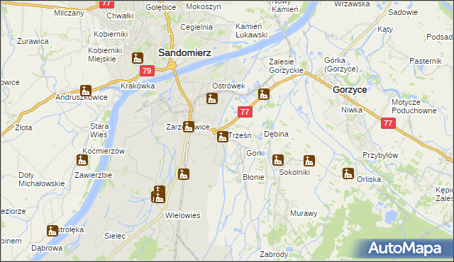 mapa Trześń gmina Gorzyce, Trześń gmina Gorzyce na mapie Targeo
