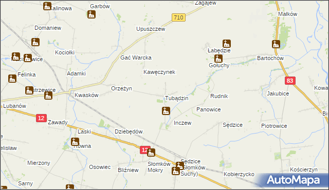 mapa Tubądzin, Tubądzin na mapie Targeo