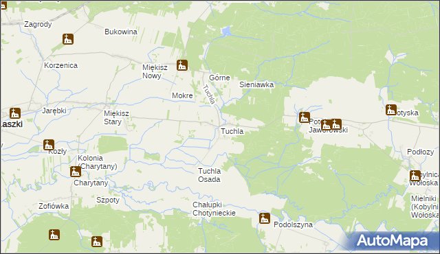 mapa Tuchla, Tuchla na mapie Targeo