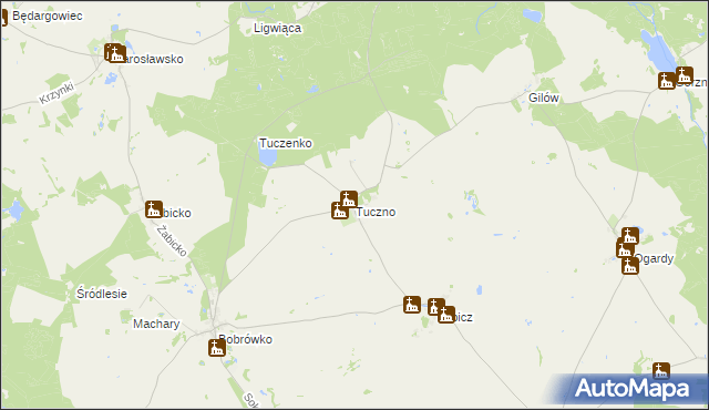 mapa Tuczno gmina Strzelce Krajeńskie, Tuczno gmina Strzelce Krajeńskie na mapie Targeo