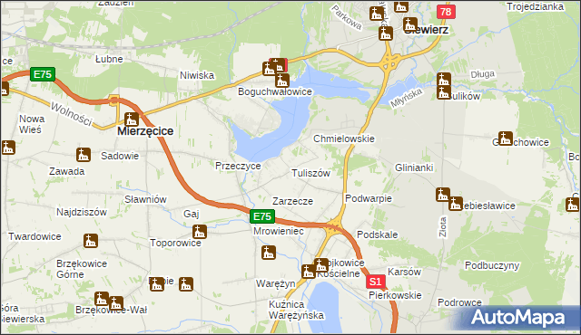 mapa Tuliszów, Tuliszów na mapie Targeo