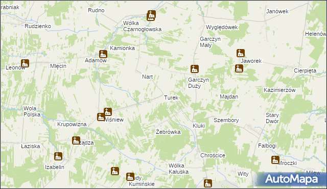 mapa Turek gmina Jakubów, Turek gmina Jakubów na mapie Targeo