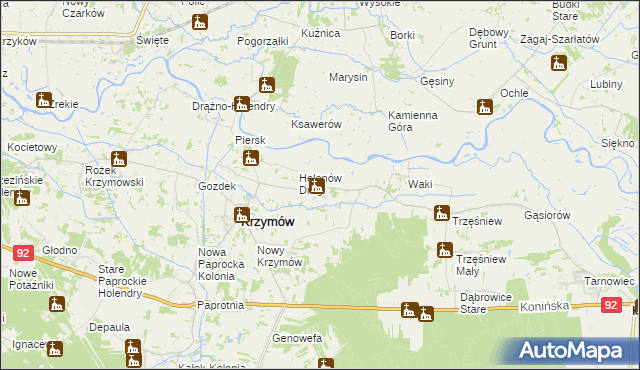 mapa Tury gmina Kościelec, Tury gmina Kościelec na mapie Targeo
