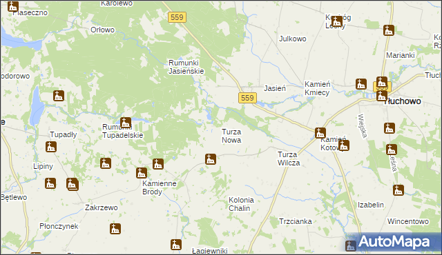 mapa Turza Nowa, Turza Nowa na mapie Targeo