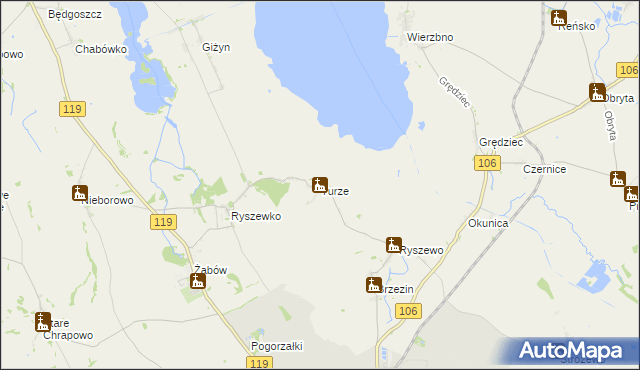 mapa Turze gmina Pyrzyce, Turze gmina Pyrzyce na mapie Targeo