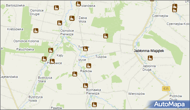 mapa Tuszów, Tuszów na mapie Targeo