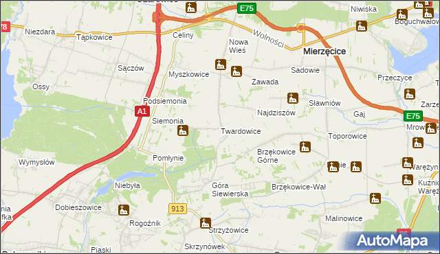 mapa Twardowice, Twardowice na mapie Targeo