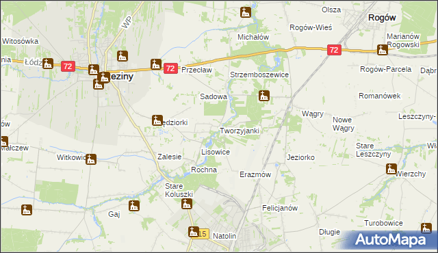 mapa Tworzyjanki, Tworzyjanki na mapie Targeo