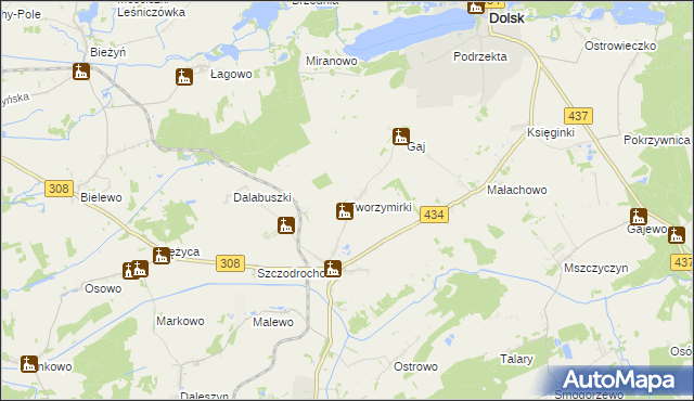 mapa Tworzymirki gmina Gostyń, Tworzymirki gmina Gostyń na mapie Targeo