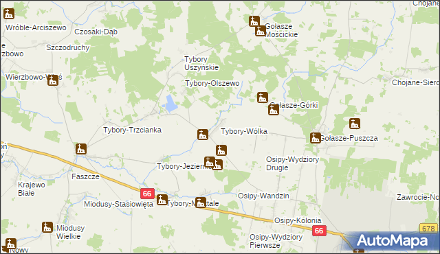 mapa Tybory-Wólka, Tybory-Wólka na mapie Targeo